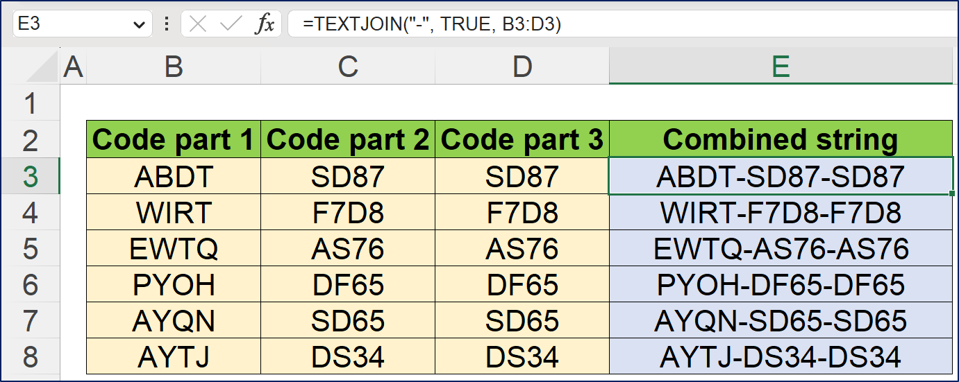 an example of how to use textjoin function in excel